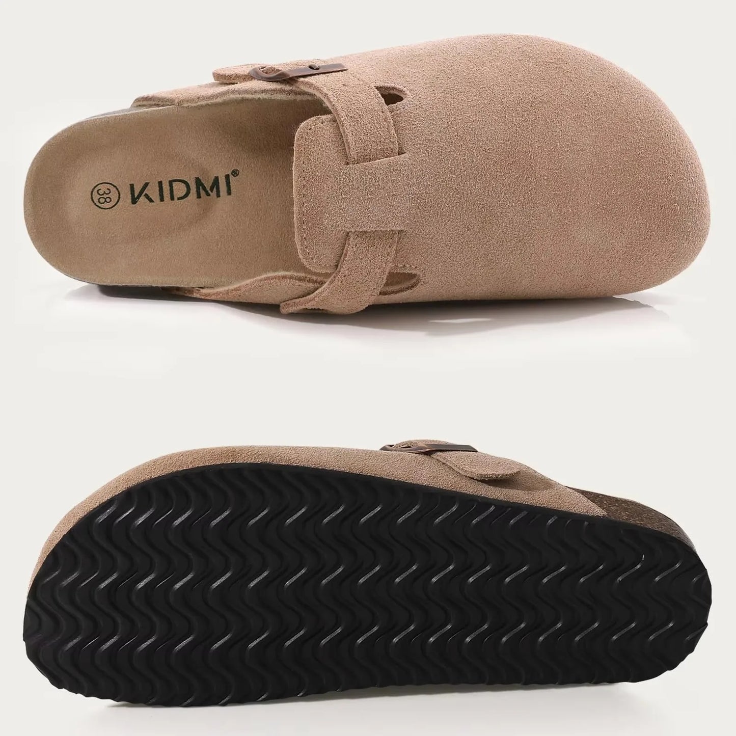 Women's Genuine Leather Clogs with Cork Footbed | Slip-On Comfort Slippers