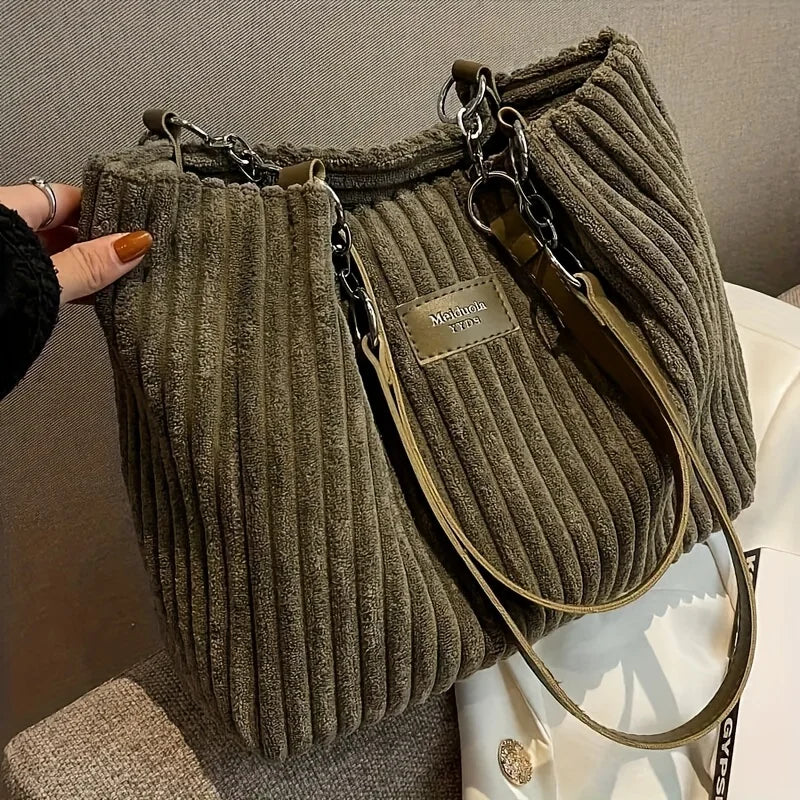 Bolso tote de pana de gran capacidad | Elegante y funcional