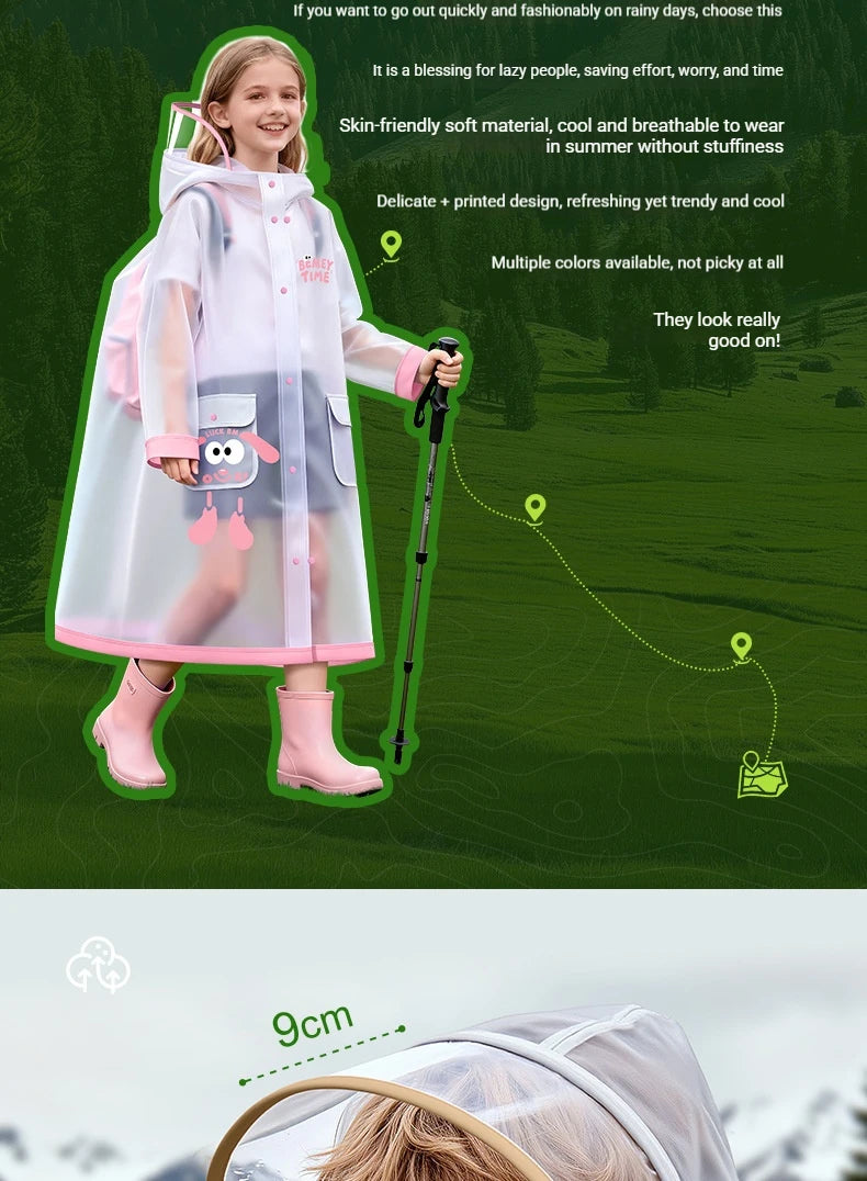 Boys, girls, primary school students special waterproof rainstorm proof 2026 new raincoat with school bag