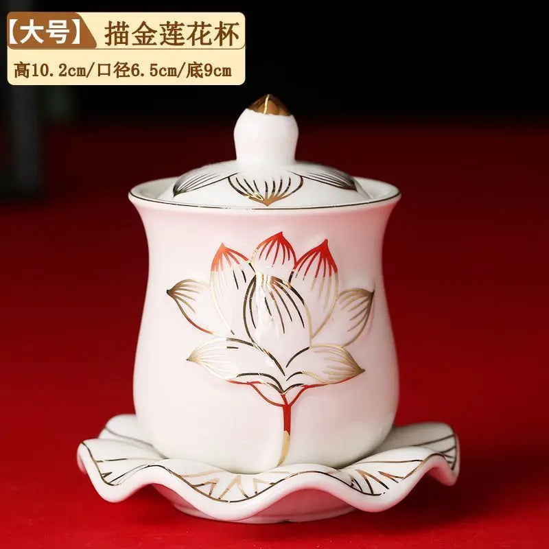 Lotus Cup Relief Ceramic Tea Cup | Elegant Guanyin Tea Set