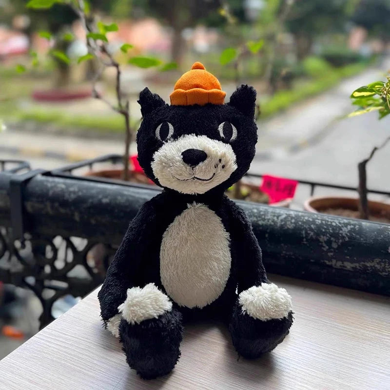 Cute Black and White Cat Plush Doll | Soft Healing Companion Pillow