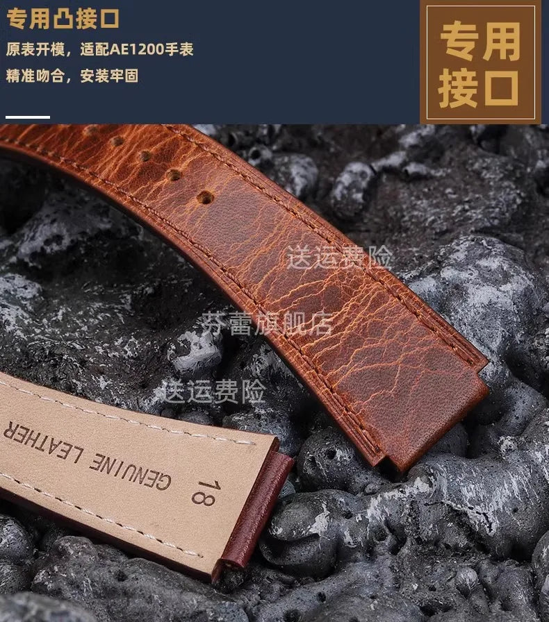 Retro Genuine Leather Watchband | Vintage Men's Bracelet 18MM