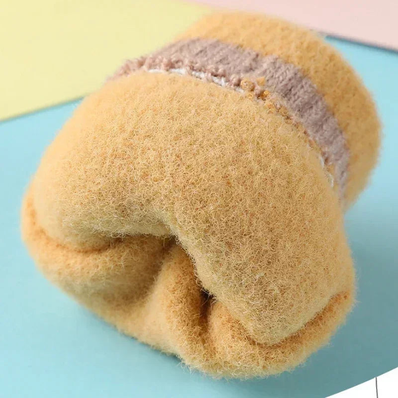 Kawaii Cartoon Dino Kids Half Finger Gloves | Winter Warmth for Fun
