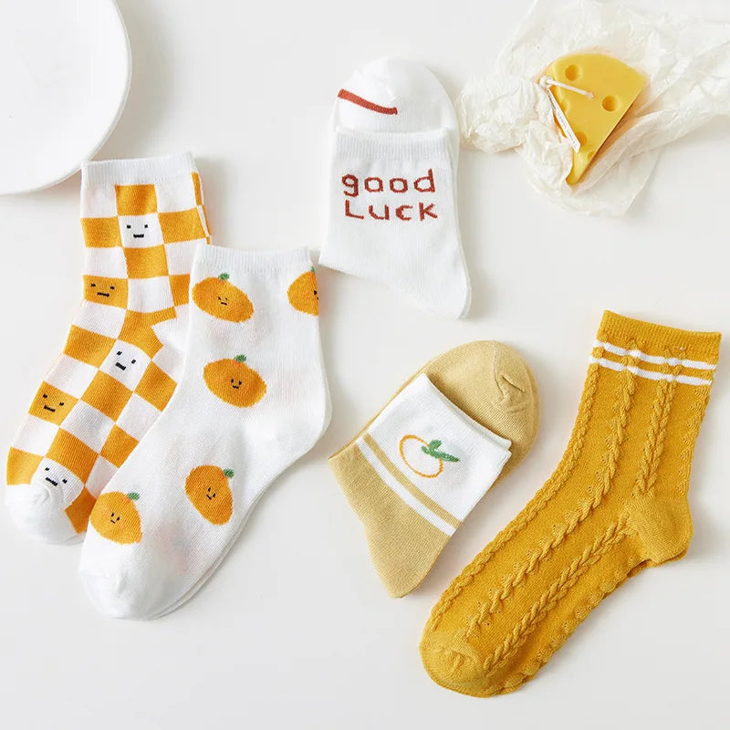 Cute Women Fruit Print Socks Set | Kawaii Casual Accessories