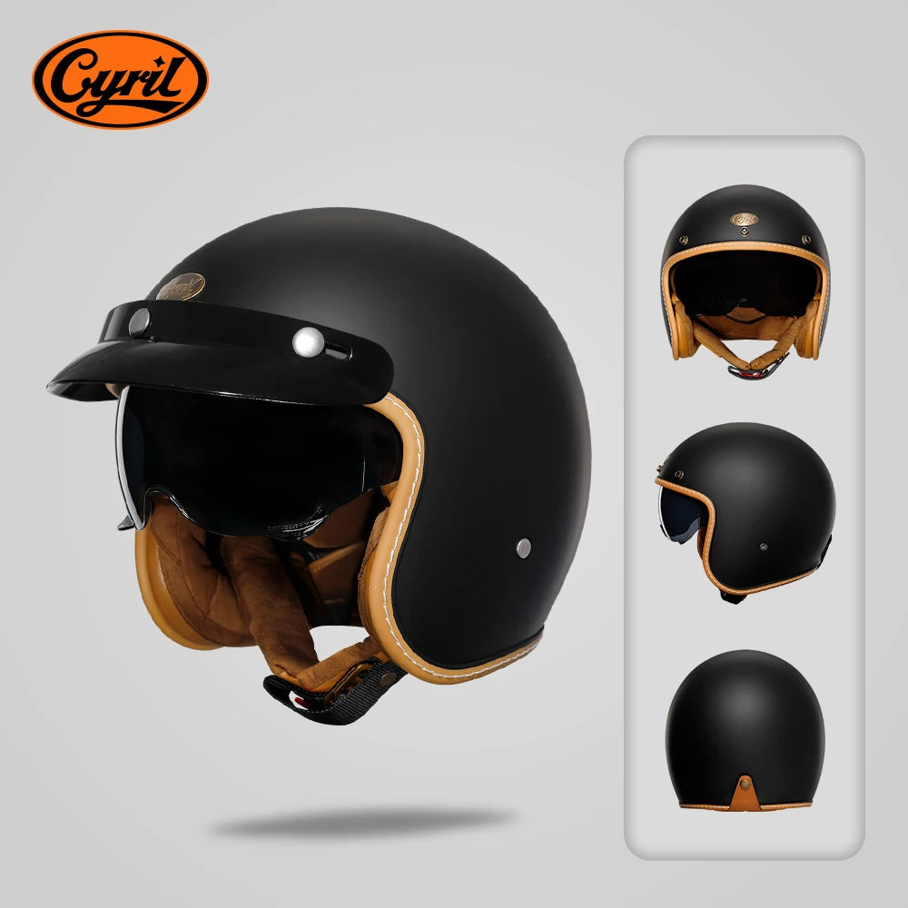 Lightweight Retro Open Face Motorcycle Helmet for Men & Women