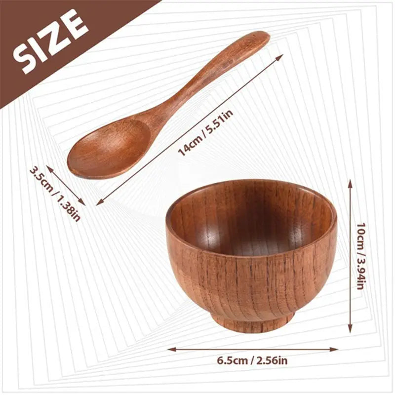 Juego de cuencos de madera natural para sopa y ensalada | Vajilla ecológica