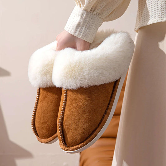 Pantuflas de Invierno de Piel Sintética Cálidas | Zapatillas de Interior de Peluche Acogedoras
