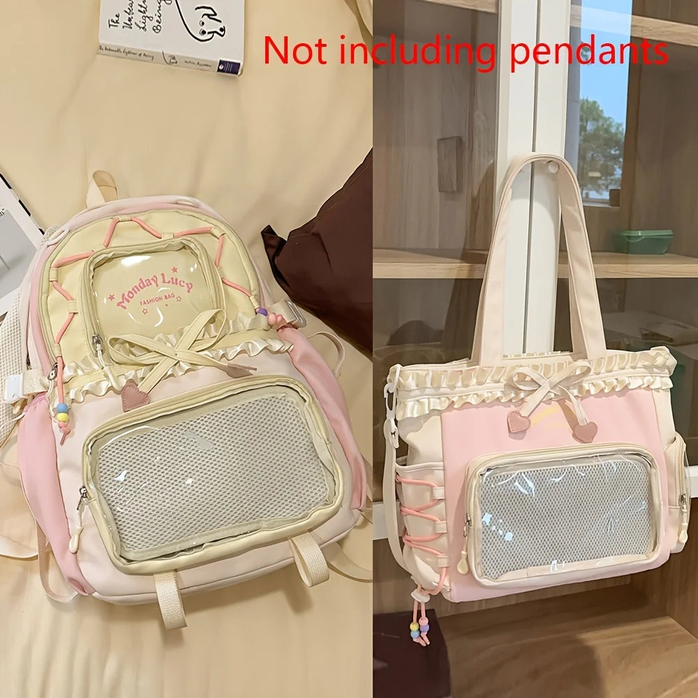 Cute Lightweight Women's Two-Piece Backpack Set for School