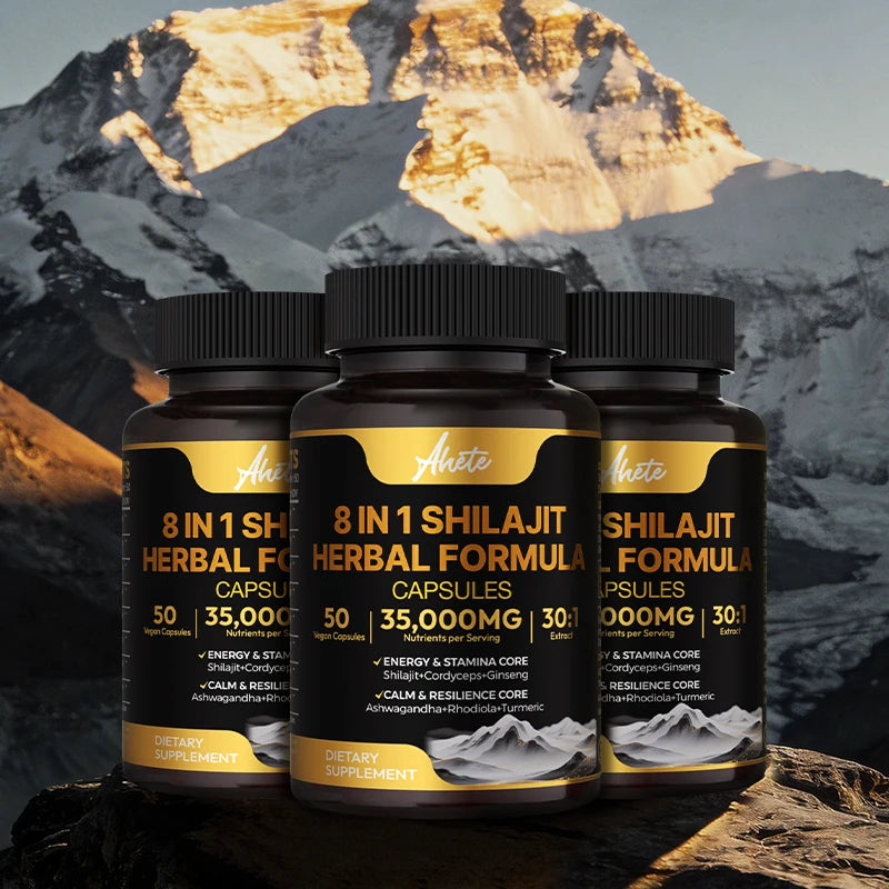 8-in-1 Himalayan Shilajit Capsules for Stress Relief & Vitality