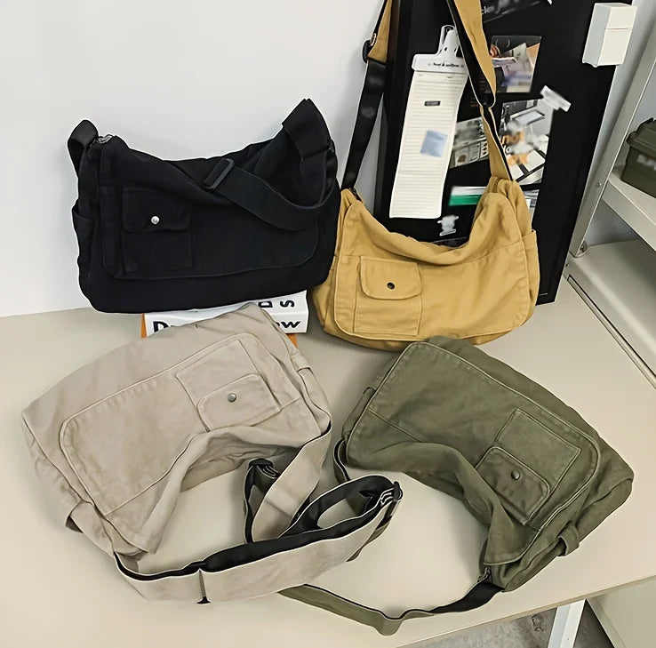 Versatile Canvas Messenger Bag | Large Capacity & Adjustable Design