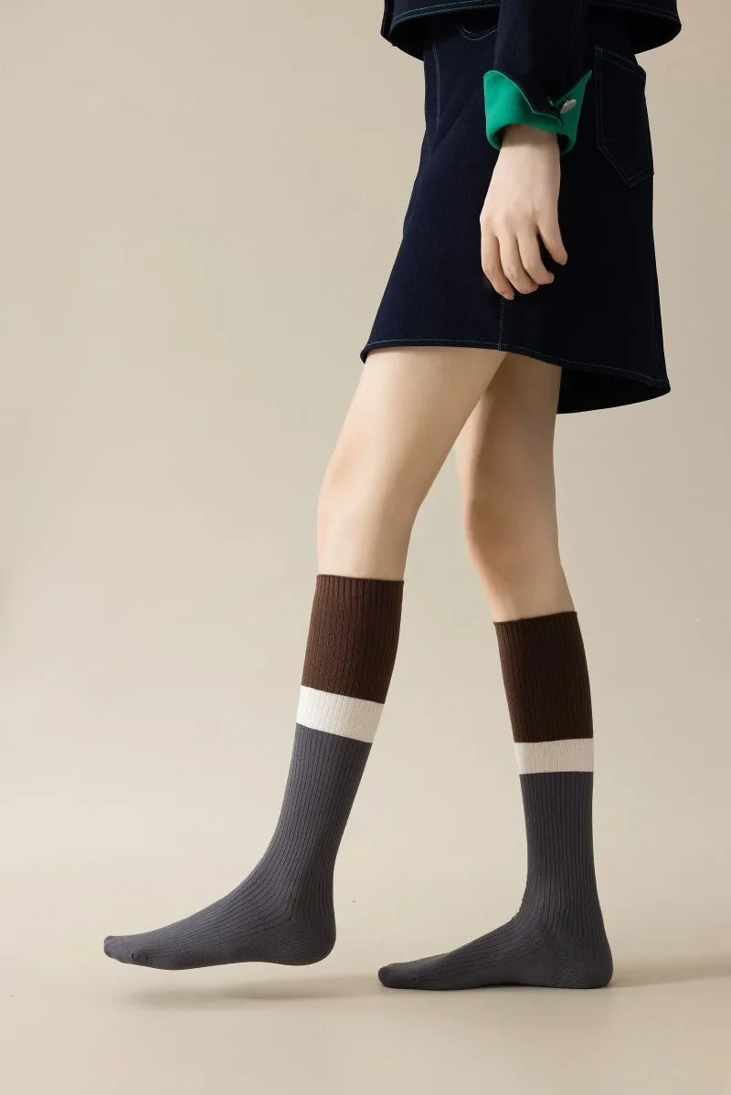 Women's Cotton Color Matching Knee Socks | Fashion-Forward Style