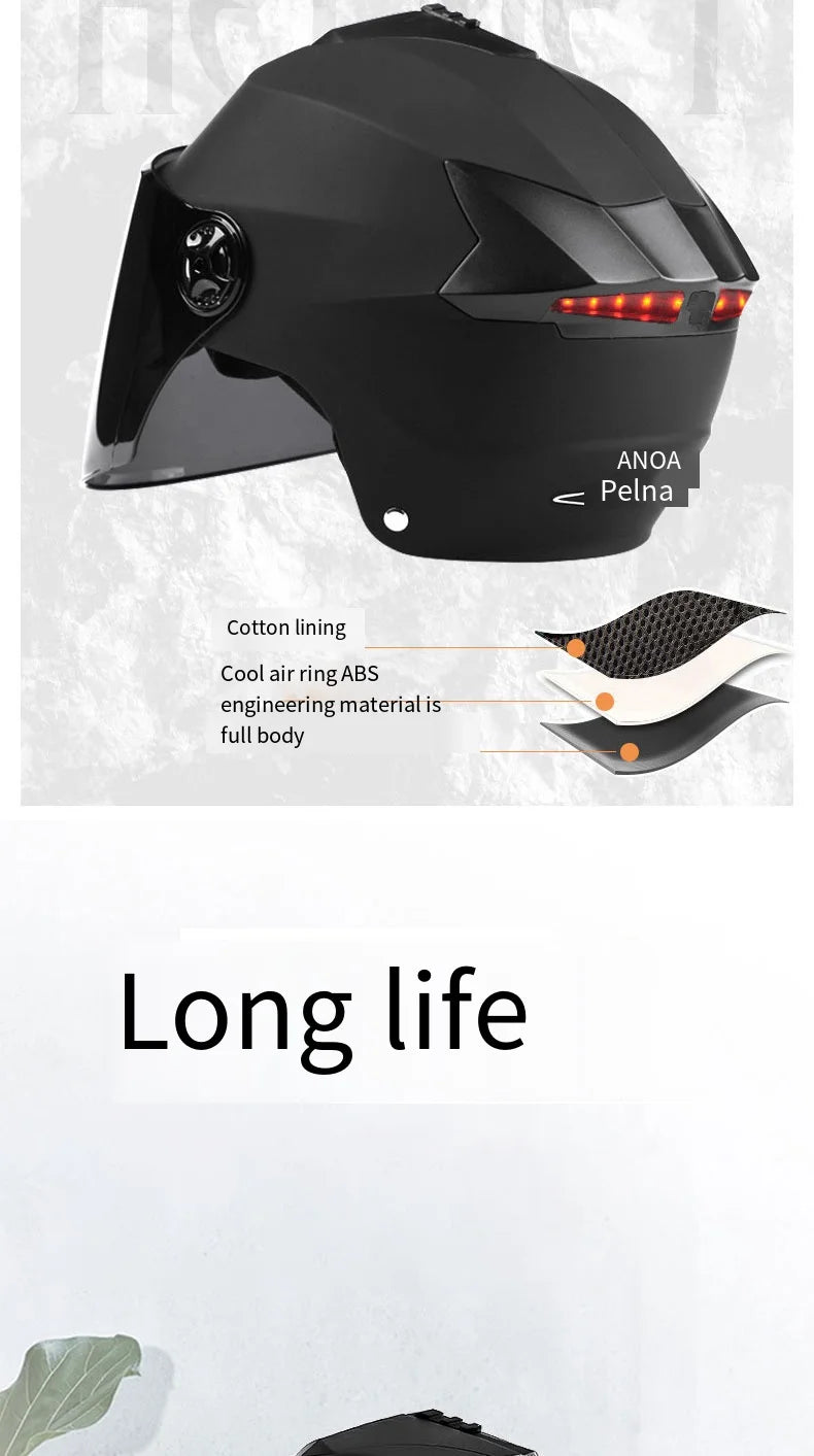 LED Motorcycle Helmet for Moped & Electric Scooter | Unisex Safety Gear