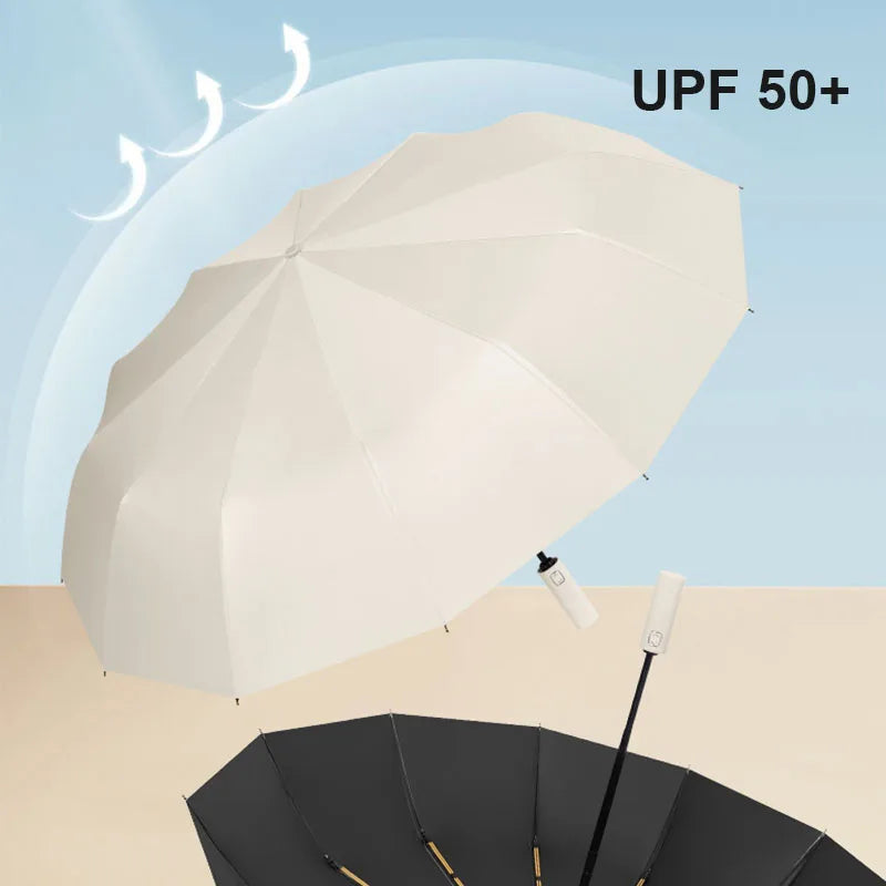 Large Windproof Automatic Umbrella | UV Protection Folding Umbrella