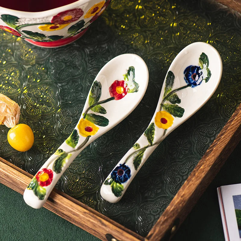Cucharas de cerámica de estilo japonés para sopa | Elegante vajilla de cocina