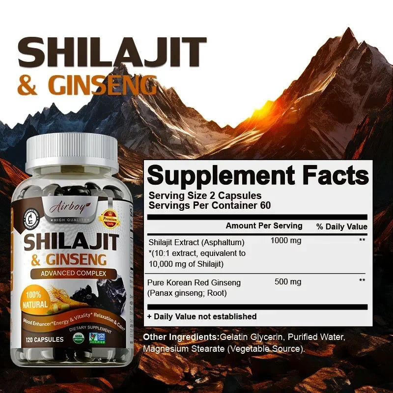 Energy & Vitality Support - Shilajit & Ginseng Supplements