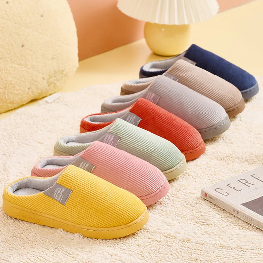 Cozy Plush Cotton Slippers for Couples | Anti-Slip Indoor Footwear
