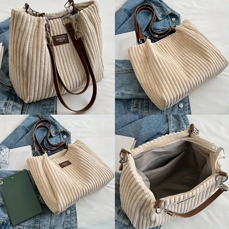 Bolso tote de pana de gran capacidad | Elegante y funcional