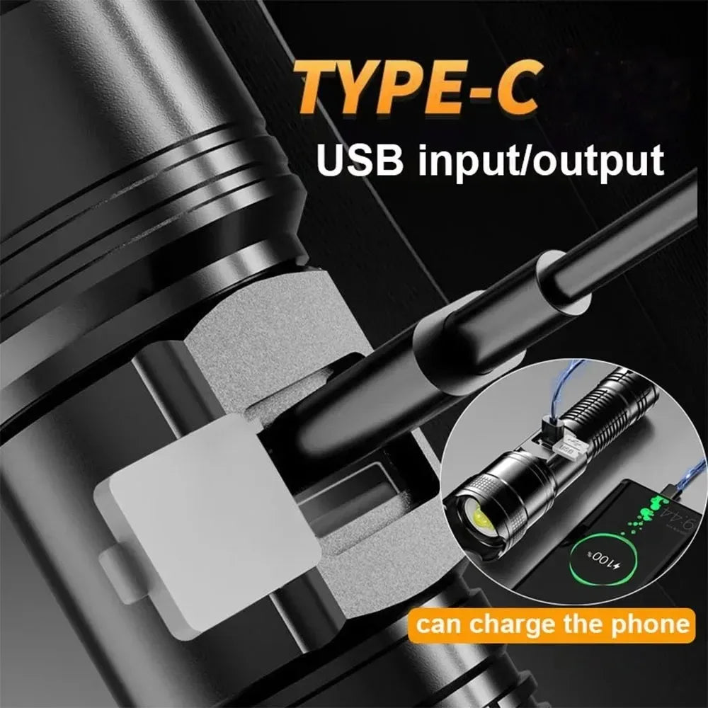 High Power USB Rechargeable LED Flashlight | Waterproof Tactical Torch