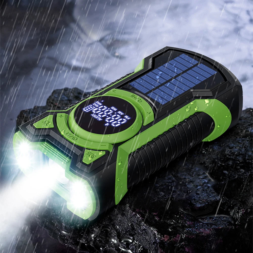 Portable Solar Emergency Weather Radio | Hand Crank & Bluetooth
