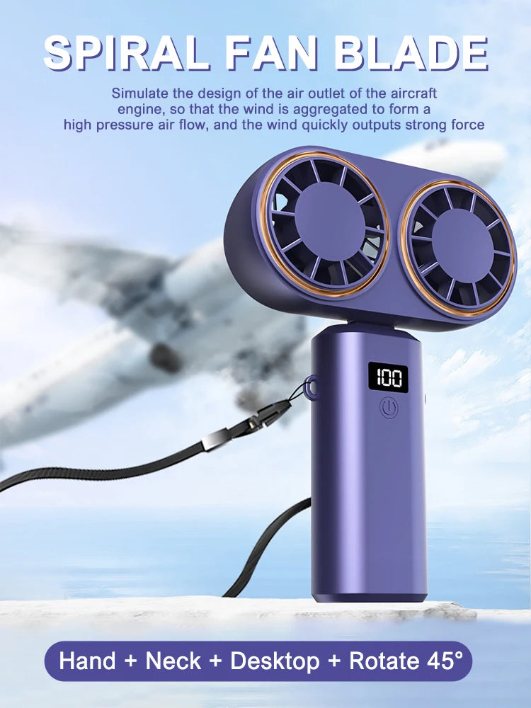 Portable Handheld Turbo Fan | 3 Speed Battery Operated Mini Fan