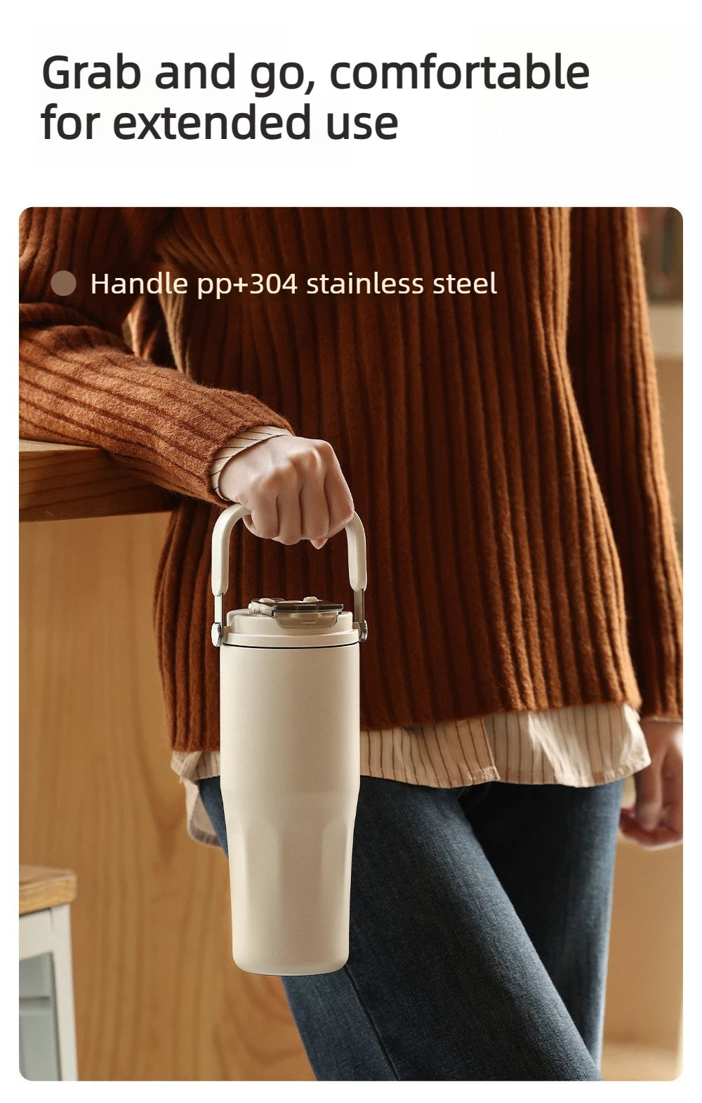 800ML Insulated Travel Tumbler with Straw & Tea Infuser | Leakproof Design