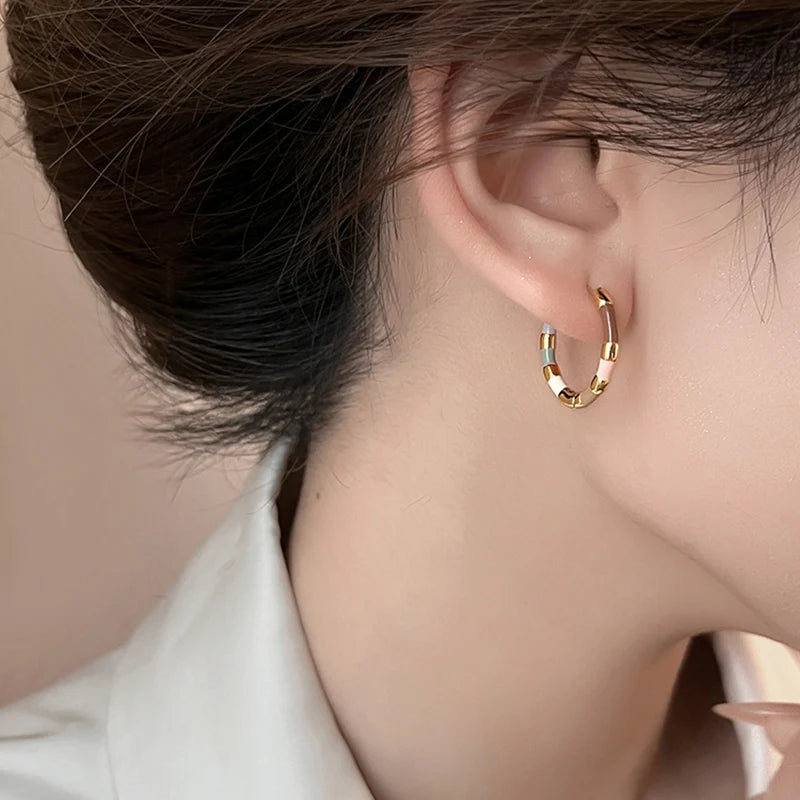 Colorful Enamel Mini Round Earrings | Fashion Jewelry for Women