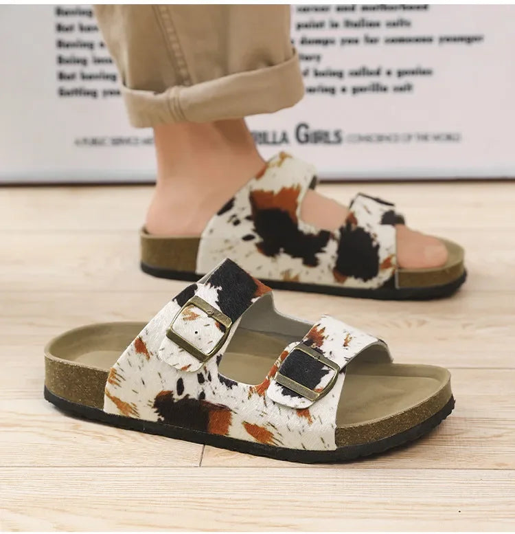 Summer Bestseller Cork Men's Flip-flops | Anti-slip Leopard Print Sandals