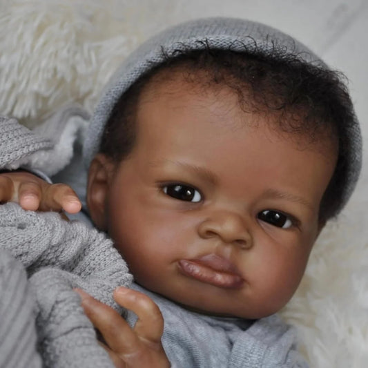 19-inch Dark Skin Reborn Baby Doll | Handmade Realistic Doll Toys