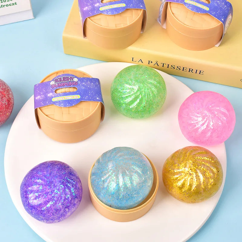 Mini Squishy Dumpling Fidget Toy | Squeezable Stress Relief Bun