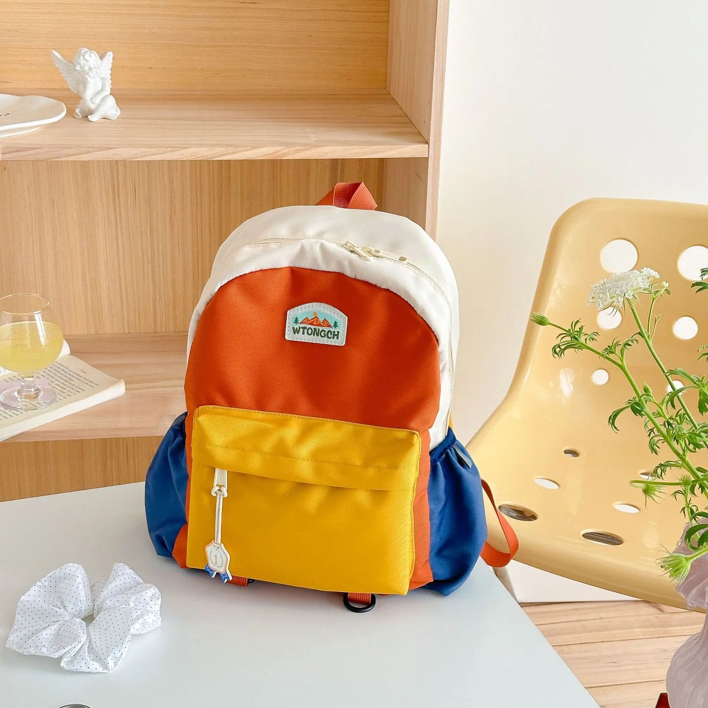 Lightweight Color Block Kids Backpack for School & Travel
