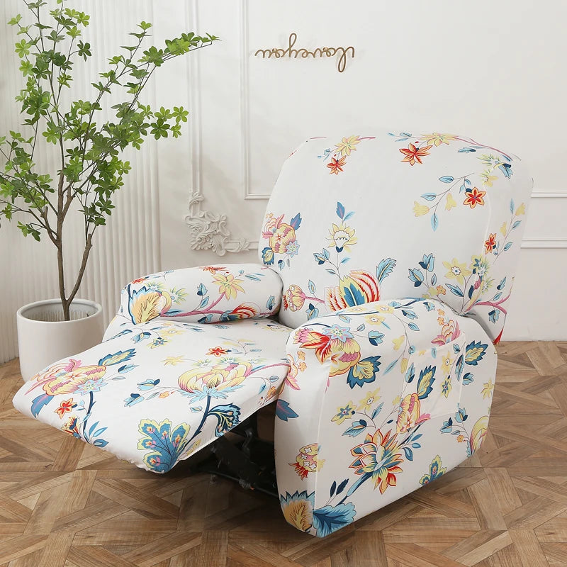 Printed Recliner Cover with Pockets | 4-Piece Furniture Protector
