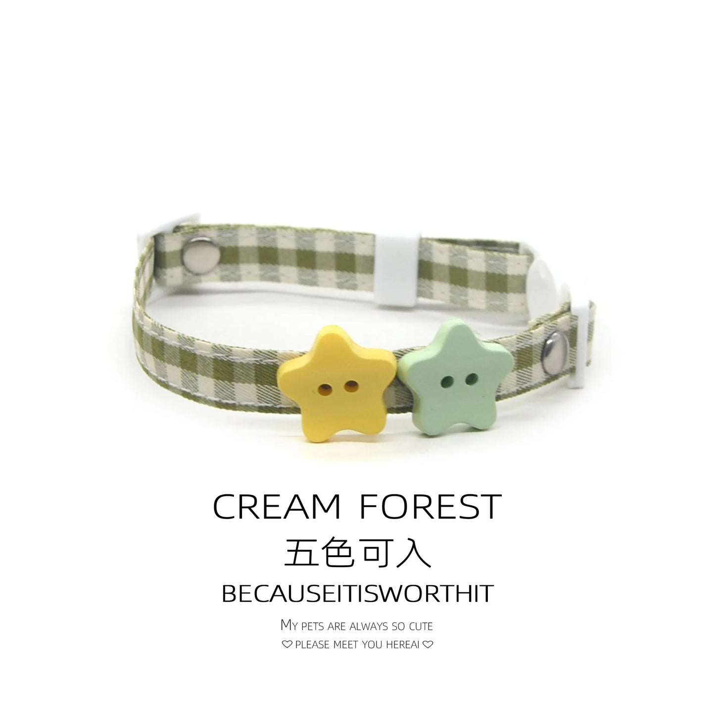 Plaid Pet Collar Necklace | Trendy Cartoon Style with Safety Buckle