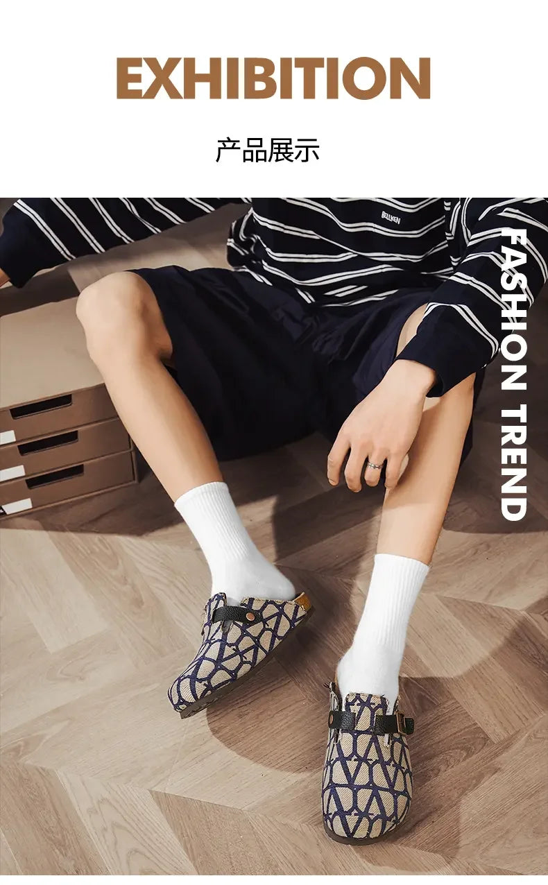 Four Seasons Classic Cork Closed Toe Shoes Versatile Soft Sole Unisex Outdoor Beach Casual Comfort Daily Slippers
