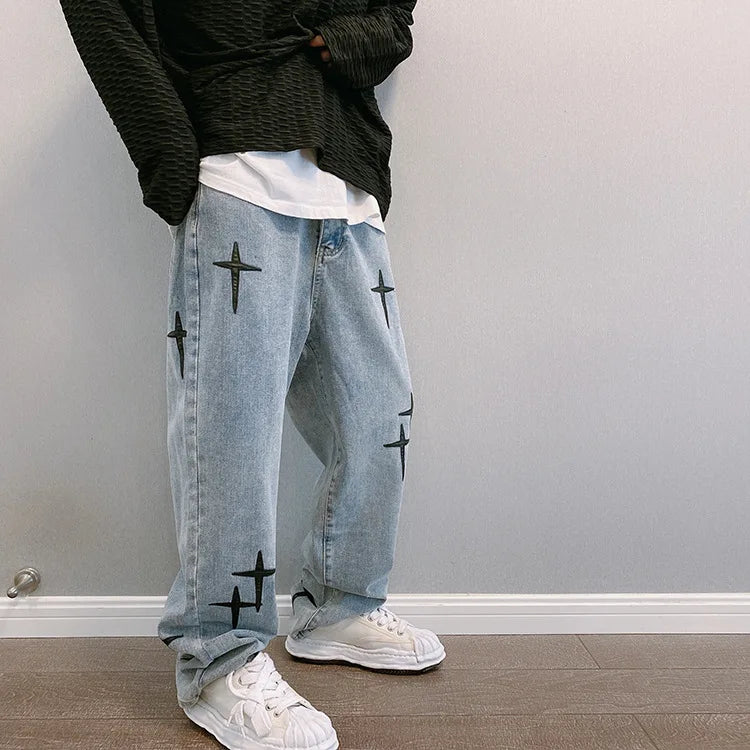 Men's Casual Wide Leg Jeans | Trendy Streetwear Denim Pants