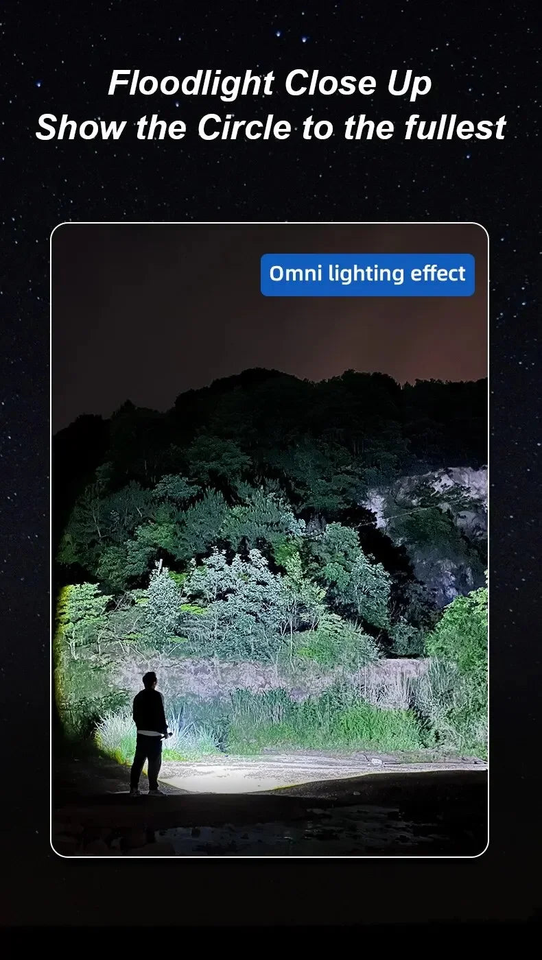 High Power Long Range LED Flashlight | Zoom & Colorful Light