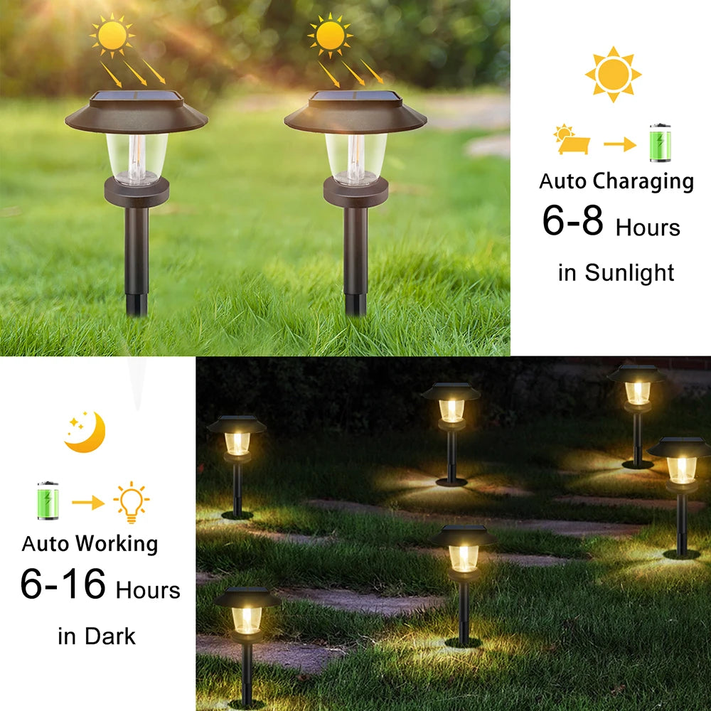 Luces solares para caminos | Iluminación LED de paisaje exterior ecológica