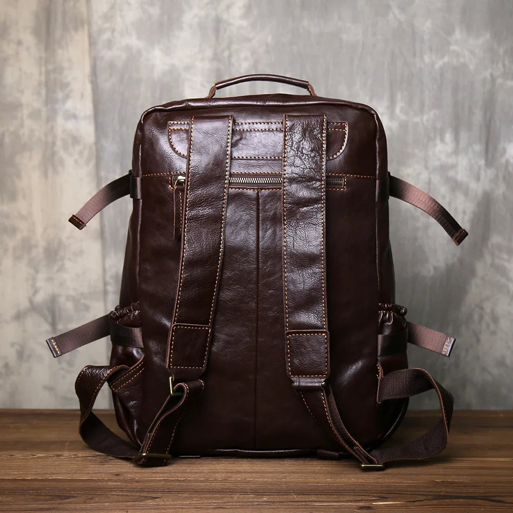 Retro Men's Leather Backpack | Spacious Vintage Computer Bag