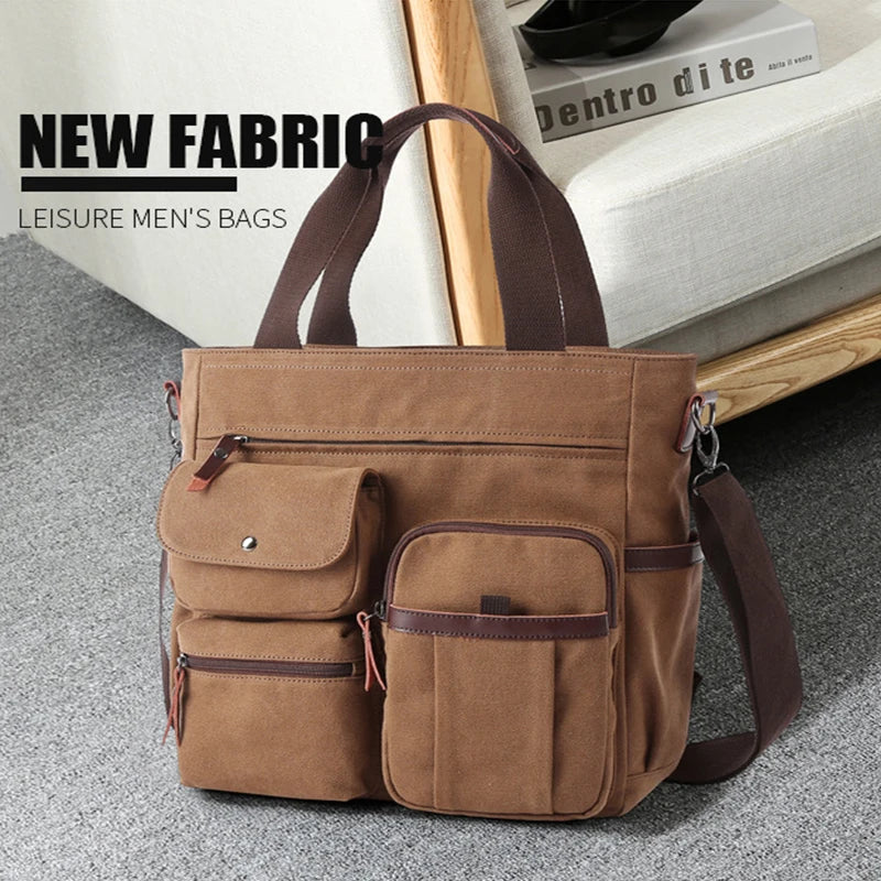 Men's Vintage Canvas Shoulder Bag | Large Capacity Briefcase