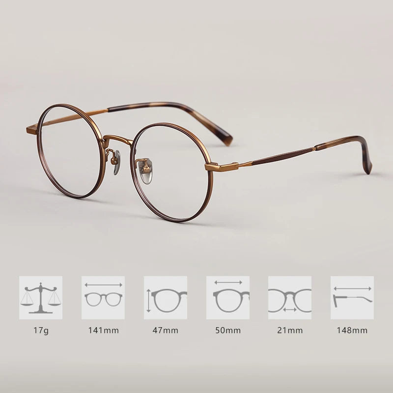 Ultra-Light Retro Round Eyeglasses | Stylish Titanium Frames