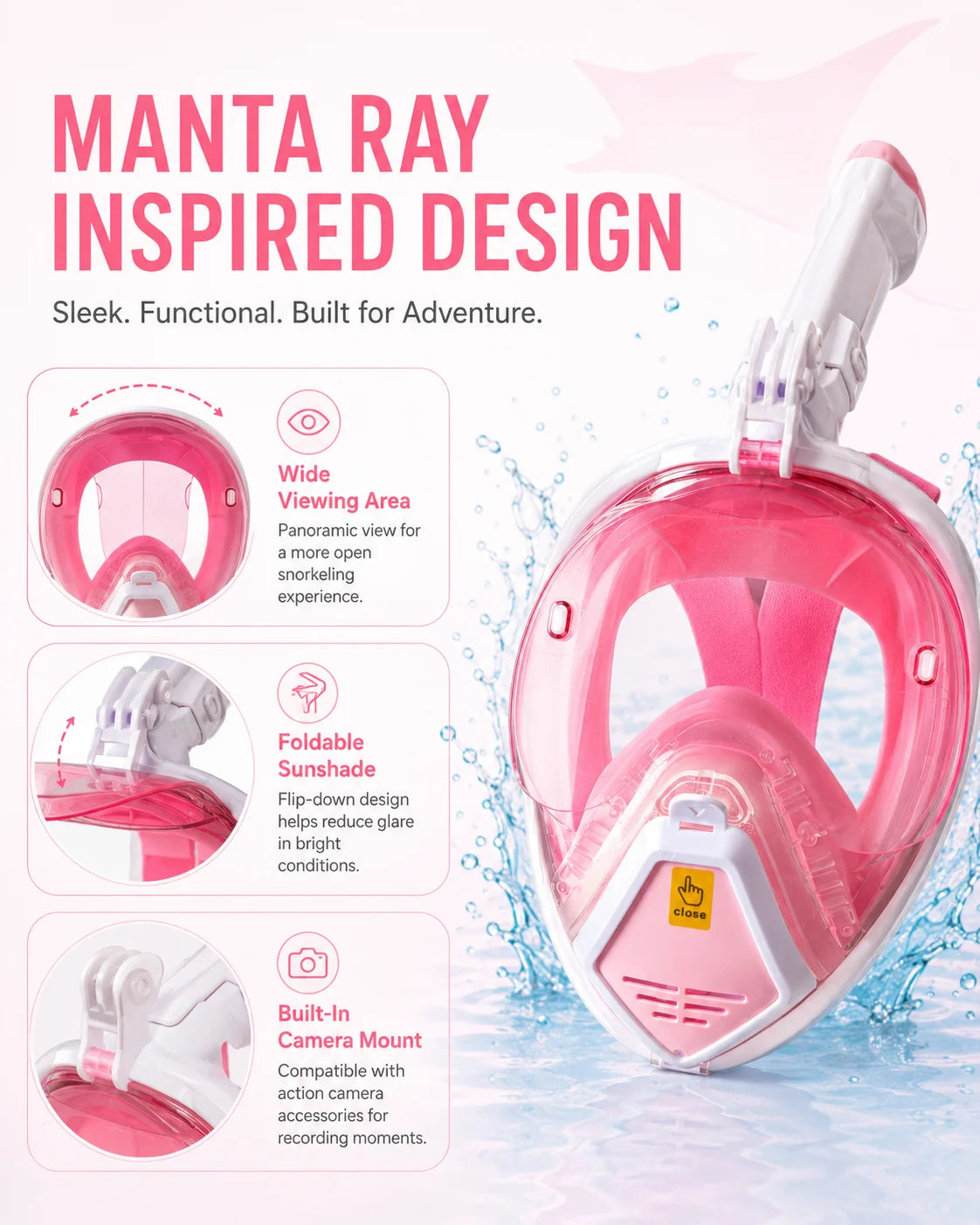 Full Face Snorkel Mask for Glasses Wearers | Anti-Fog & Leak Proof