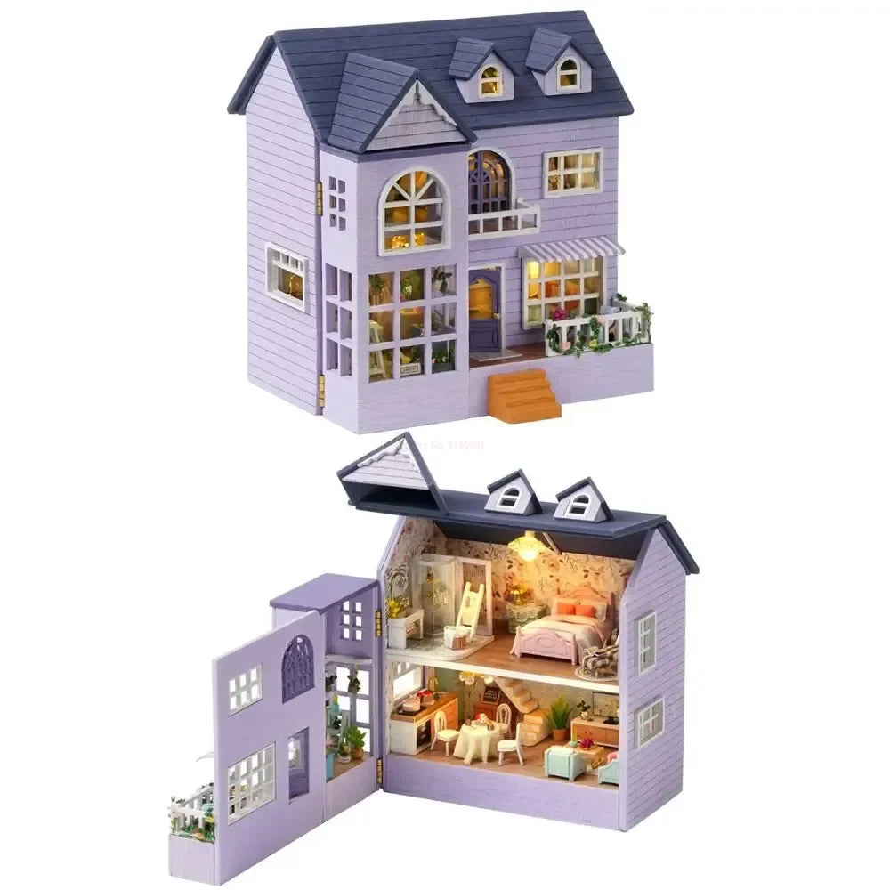 Kit de casa de muñecas en miniatura de madera DIY | Regalo creativo para todas las edades