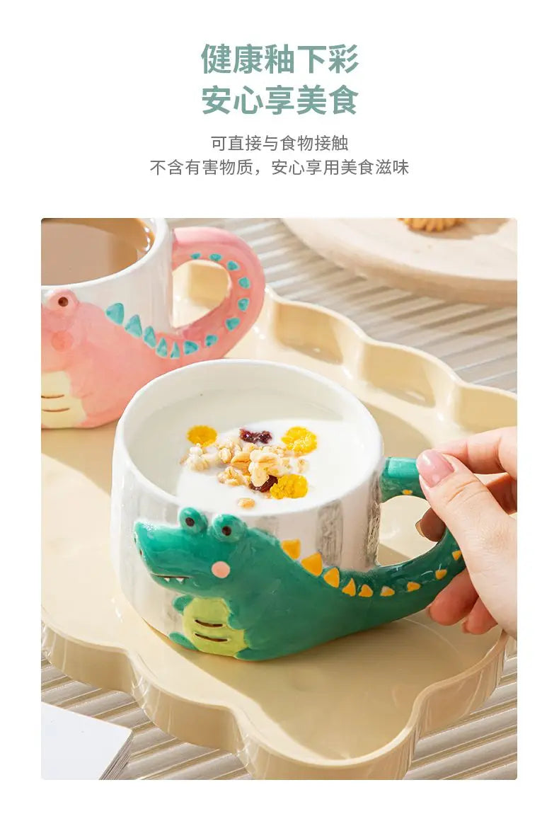 Cute Dinosaur Mug | Colorful Ceramic Coffee Cup for Home & Gifts