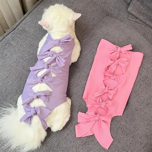 Traje de recuperación ajustable para gatos | Traje de cuerpo suave, transpirable y antilameduras
