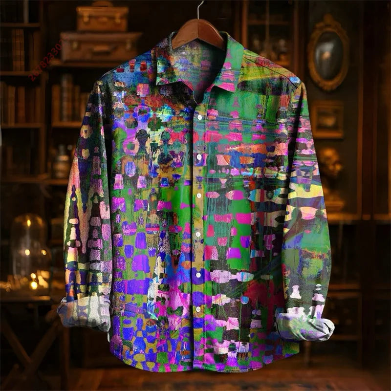 Colorful Fish Print Long-Sleeve Shirt | Trendy Casual Fashion Top