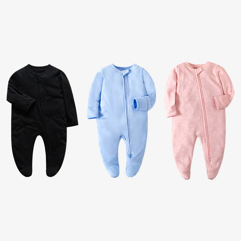 Unisex Newborn Cotton Footed Pajamas | Comfortable Long Sleeve Romper