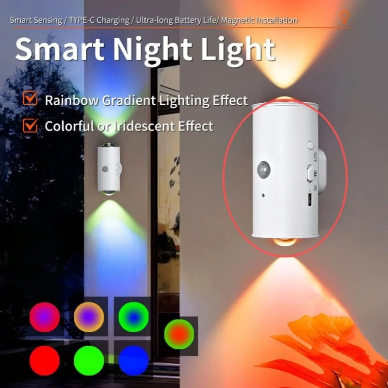 Luz de pared con sensor de movimiento de doble cabezal | 16 opciones de color RGB