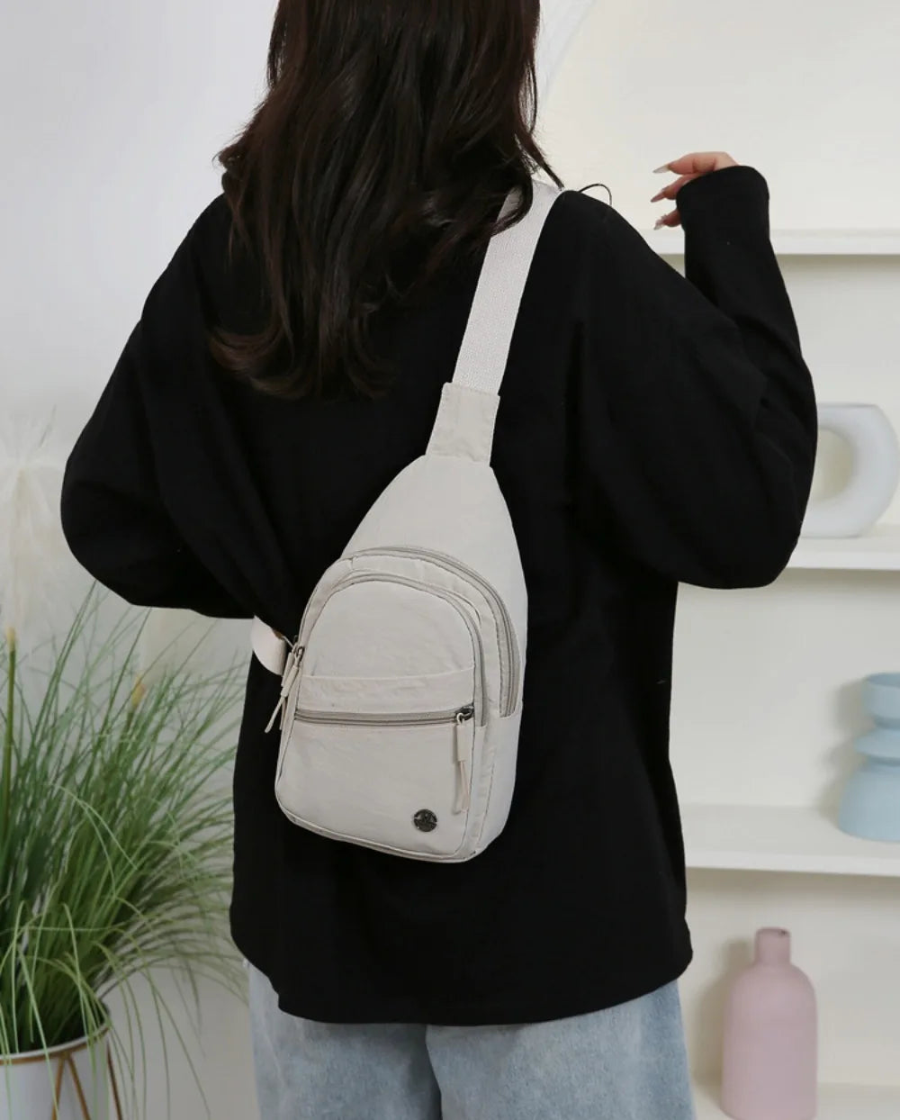 Spacious Waterproof Crossbody Bag | Lightweight Solid Color Messenger