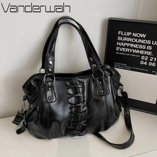Elegantes bolsos vintage con cordones para mujer | Bolsos estilo gótico