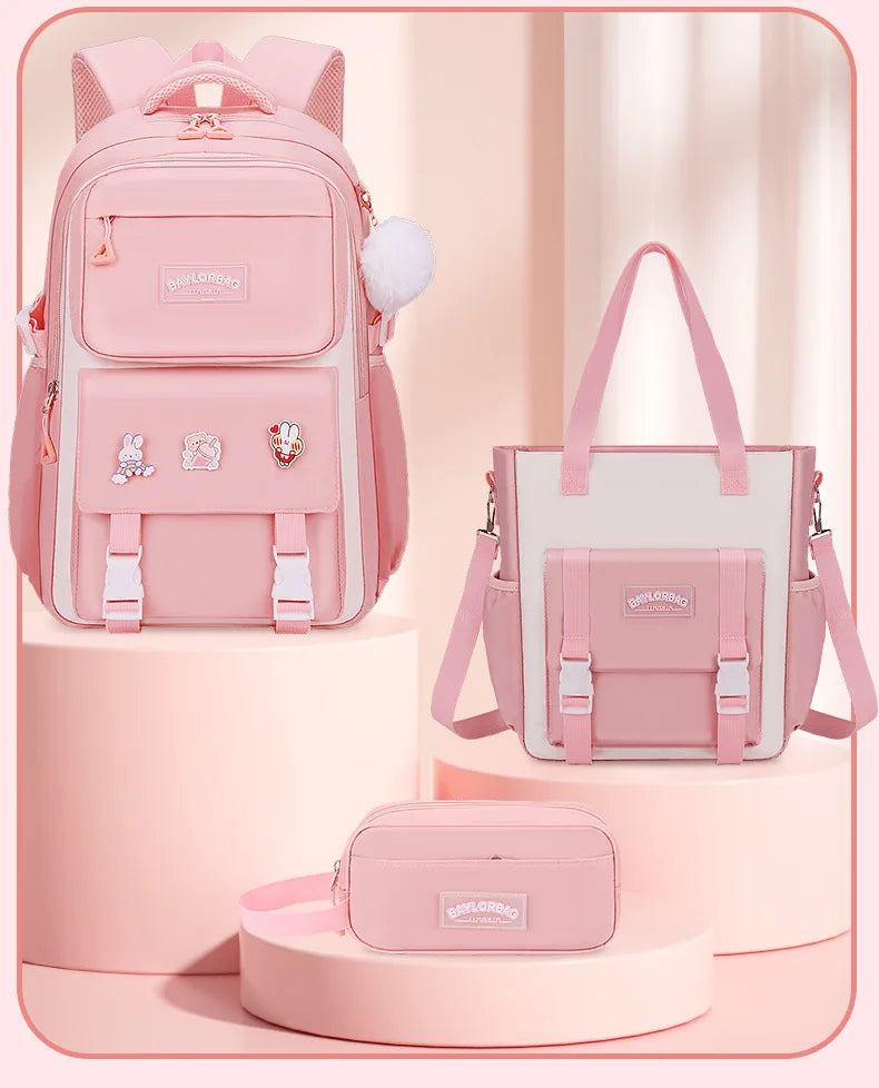 Large Capacity Spine Protection Backpack Set for Students