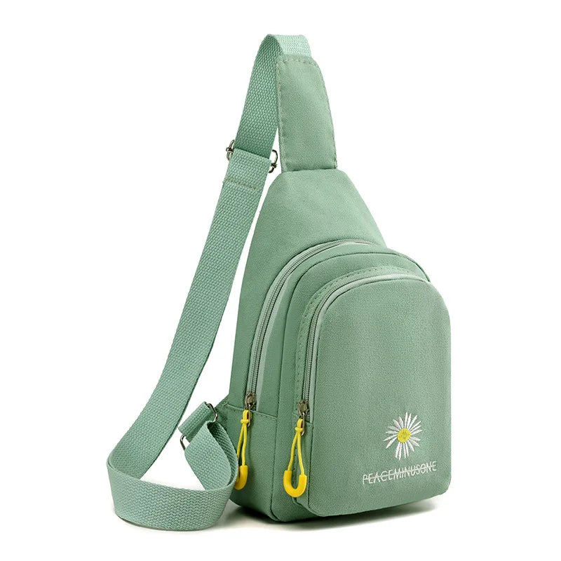 Chic Embroidered Canvas Chest Bags for Women | Versatile Crossbody Style